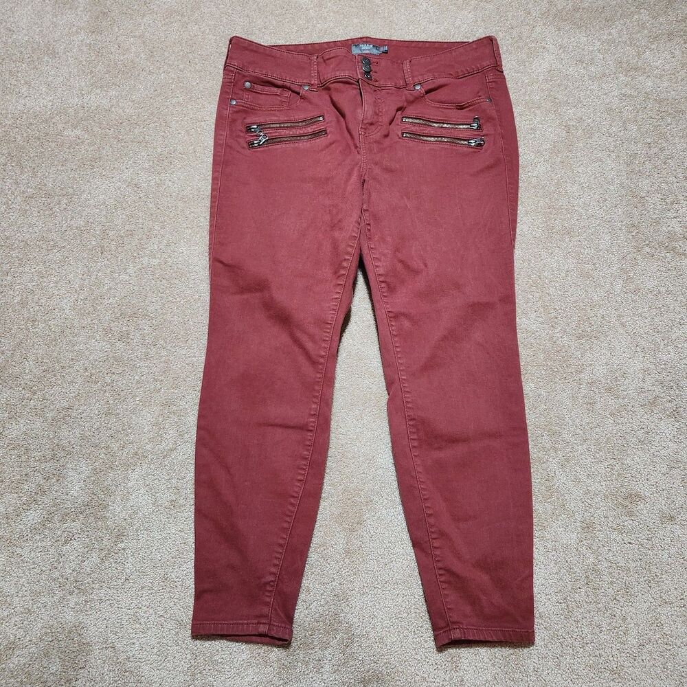 Torrid Moto Jeggings Women 18 Rust Red High Rise Super Soft Multi Zipper Pockets